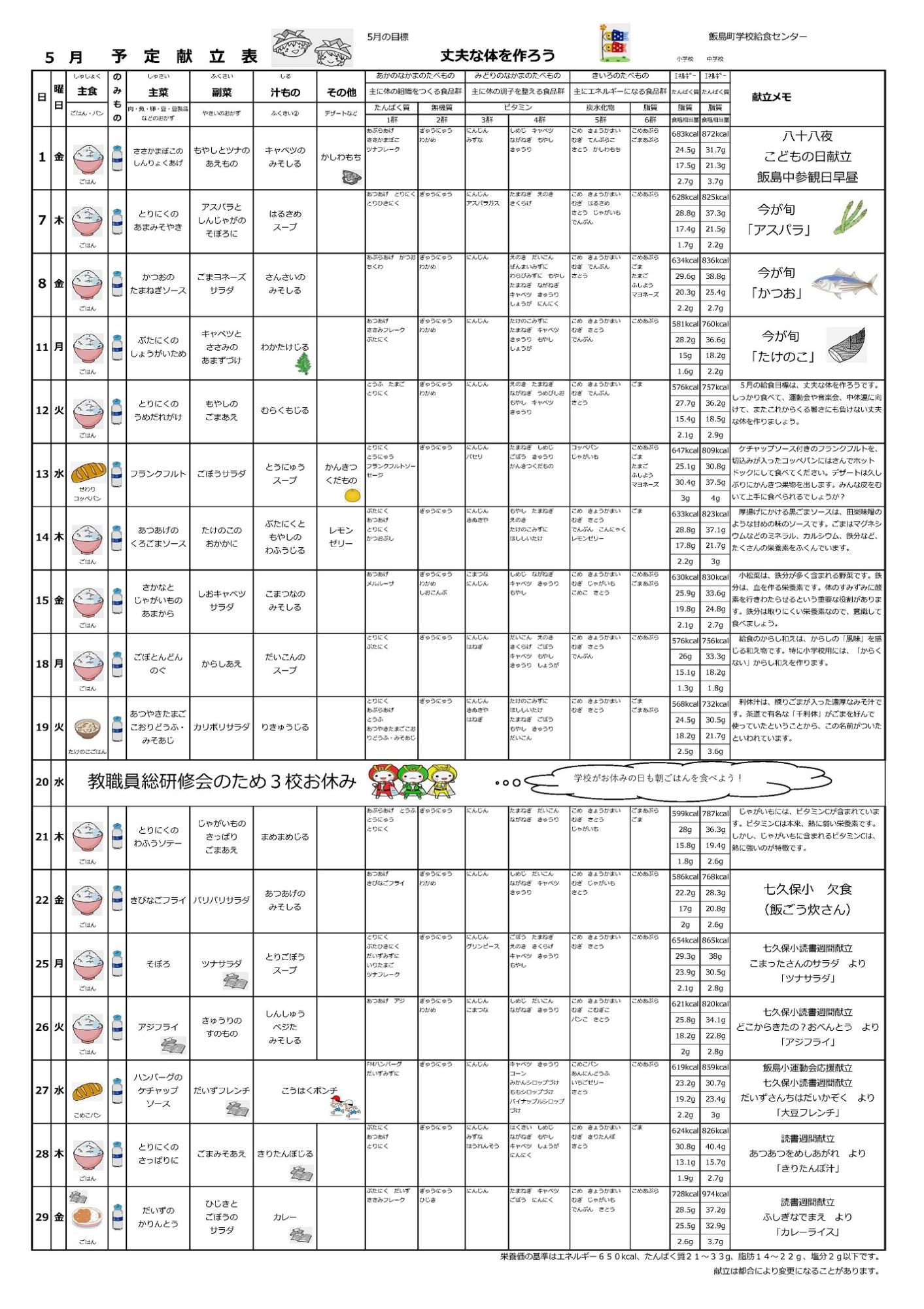 202605月予定献立表