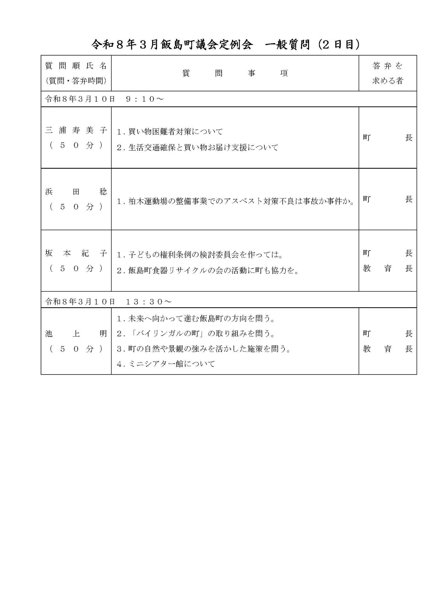 令和8年3月一般質問2