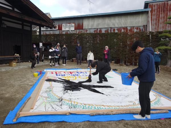 飯島陣屋　書道パフォーマンス